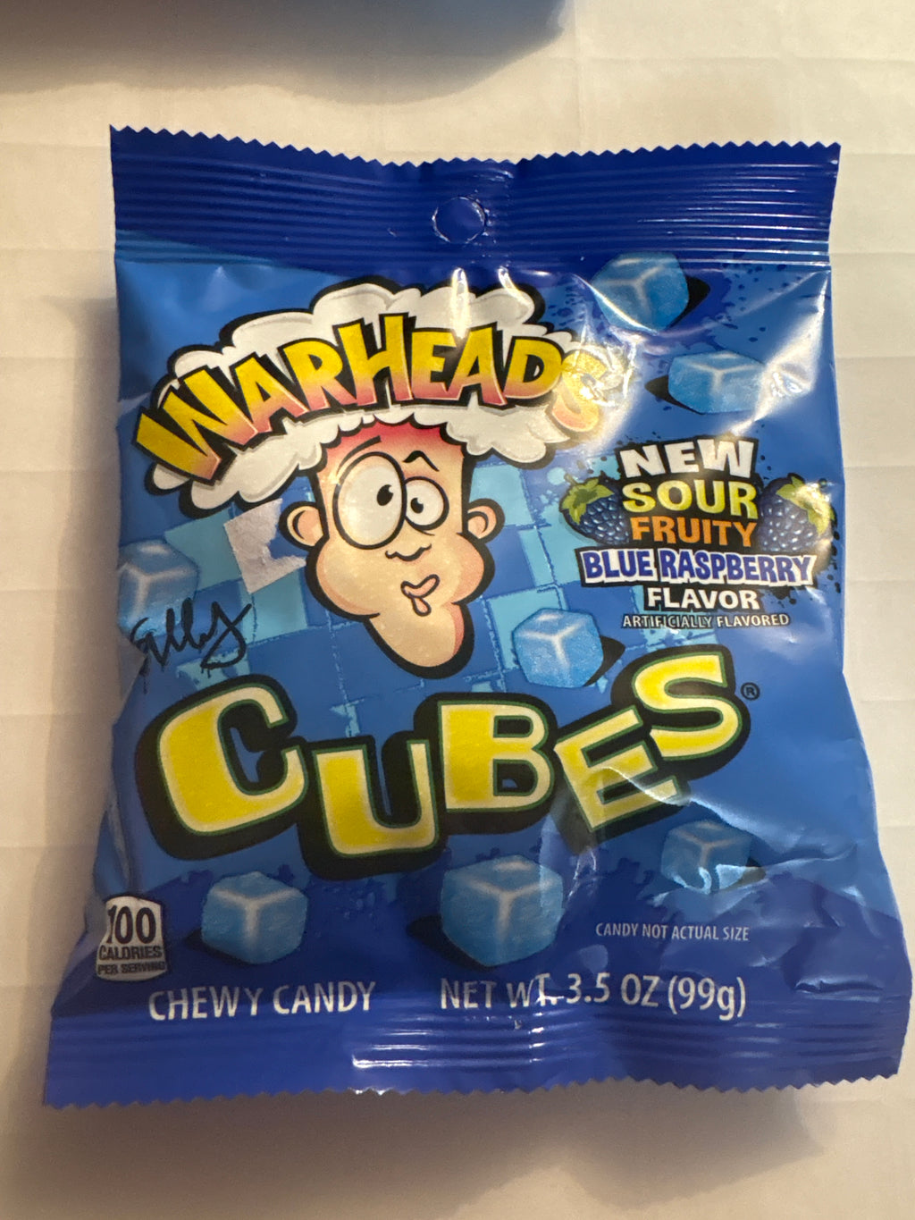 Warheads sour fruity raspberry cubes